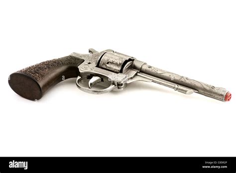 Object On White Toy Revolver Close Up Stock Photo Alamy