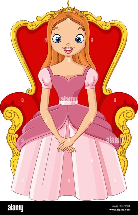 Cartoon Beautiful Princess Sitting On The Throne Stock Vector Image