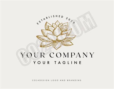 Lutos Flower Logo Yoga Logo Wellness Logo Holistic Logo Hand Drawn