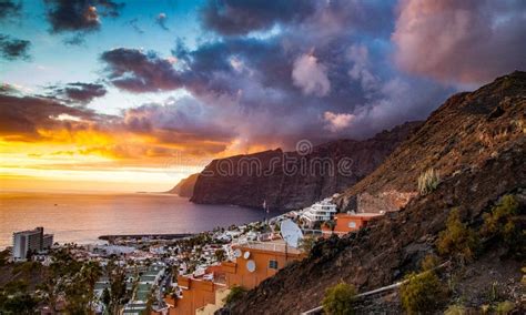 Amazing Sunset Over Los Gigantes Tenerife Stock Photo - Image of scenic ...