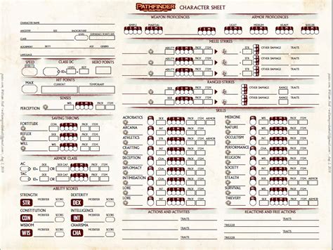 Pathfinder Character Sheet 2nd Edition Form Fillable - Printable Forms Free Online