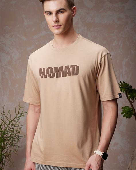 Buy Men S Brown Nomad Typography Oversized T Shirt Online At Bewakoof