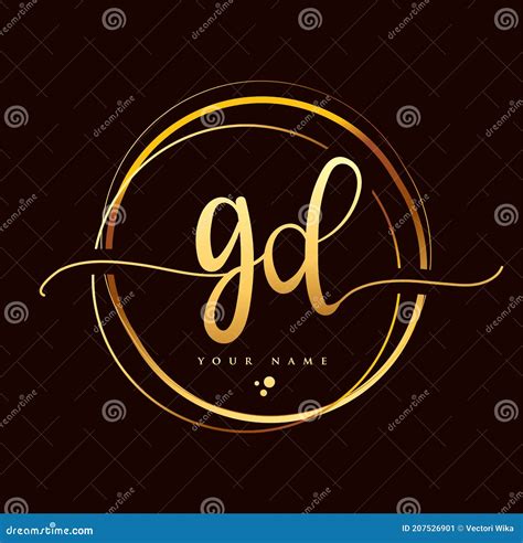 GD Initial Handwriting Logo Golden Color Hand Lettering Initials Logo