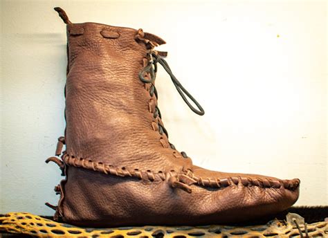 Handmade Leather Moccasin Boots Elkskin Buckskin Hunting Boots Hiking