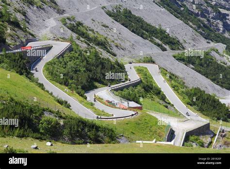 Italy Stelvio National Park Famous Road To Stelvio Pass In Ortler