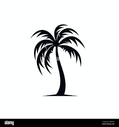 Black Vector Single Palm Tree Silhouette Icon Isolated Stock Vector