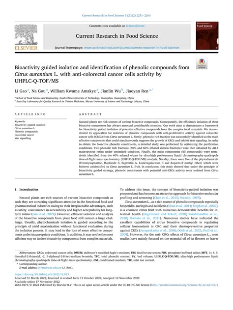 Pdf Bioactivity Guided Isolation And Identification Of Phenolic