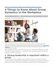 Things To Know About Group Dynamics In The Workplace Docx Https