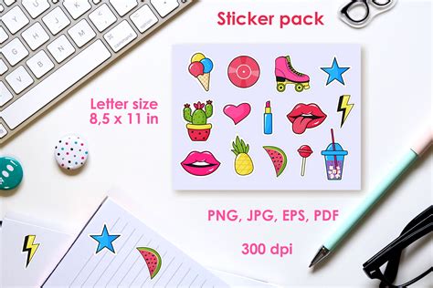 Retro Pop Art Sticker Bundle By Julyg Art Store Thehungryjpeg