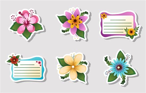 Spring Vibrant Flowers Stickers Set 15375293 Vector Art At Vecteezy