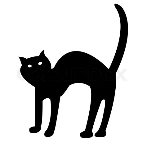 Black Cat Isolated On White Vector Art Illustration Stock Vector