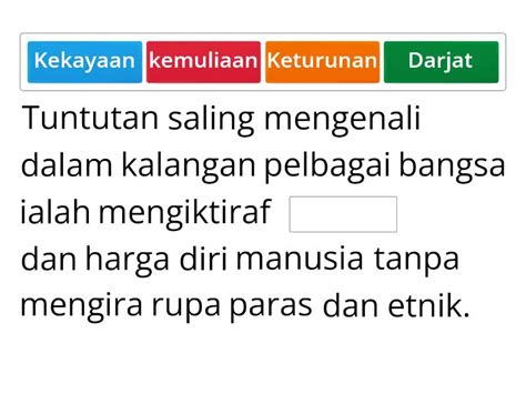 KEPELBAGAIAN BANGSA DALAM ISLAM Complete The Sentence