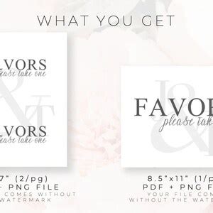 Wedding Favor, Party Favor Sign, Printable Digital File, Modern Minimalist, Baby Shower Sign ...