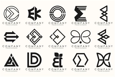 Abstract logos collection with letter E.