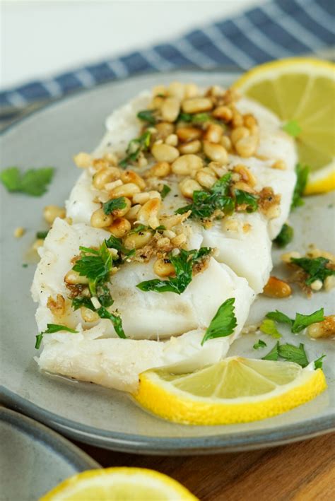 Lemon Garlic Fish And Toasted Pine Nuts It Starts With Good Food