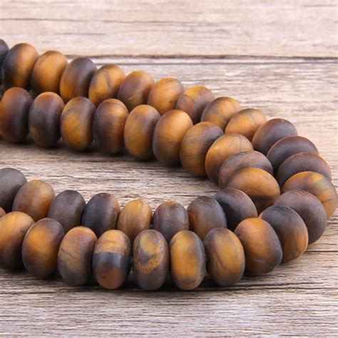 Natural Yellow Tiger Eye Flat Abacus Stone Beads Matte Loose Spacer