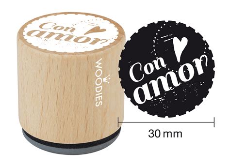 Sello De Madera Y Caucho Con Amor Diam 33x30mm Scrapbooking WB4002