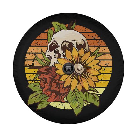 Sunflower Skull Hippie Gothic Halloween For Men Women Spare Tire