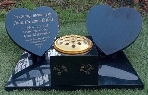 Grave Plaque Double Heart Grave Stone Memorial Grave Marker Flat Grave