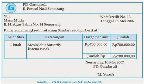 Pengertian Dan Contoh Kuintansi Faktur Nota Debit Nota Kredit Nota