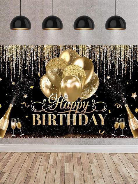 Glitter Bokeh Black Gold Balloon Happy Birthday Backdrop Artofit