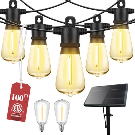 Solar Outdoor String Lights Waterproof, 100FT Solar Powered String