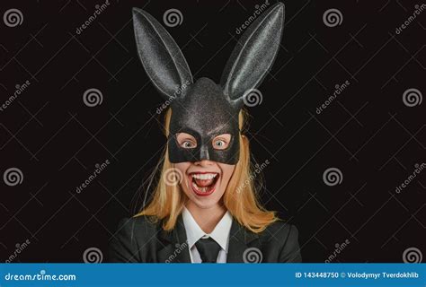 Lovely Woman In Rabbit Costume Model Dressed In Costume Easter Bunny