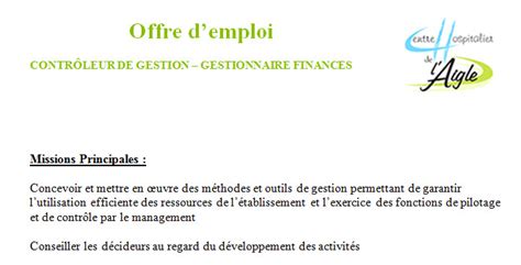 Offre D Emploi Controleur De Gestion