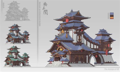 桥上阁, ZF X | Fantasy concept art, Game concept art, Building art