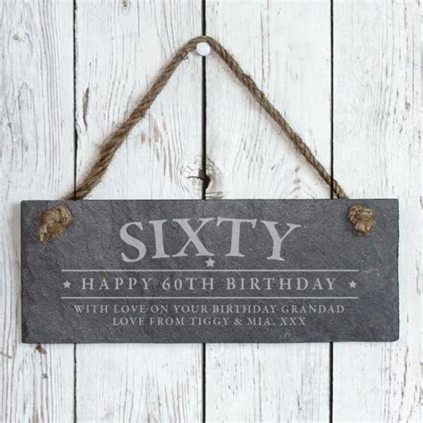 Personalised 60th Birthday Hanging Slate Plaque The T Experience