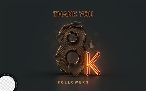 Premium Psd 8k Follower Celebration Banner On Dark Background With