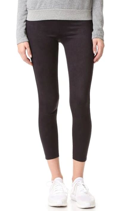 David Lerner Elliot High Waist Crop Faux Suede Leggings In Black Modesens