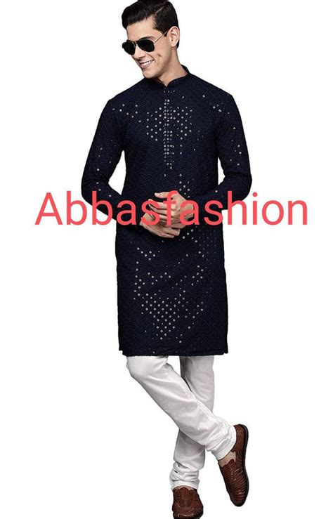 Mens Indian Chicken Curry Kurtablack Kurta Cotton Kurta Etsy