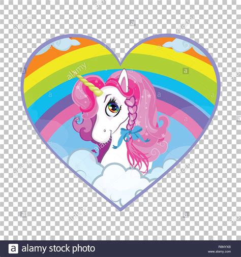 Cartoon White Pony Unicorn Head With Pink Mane Portrait Inside Of