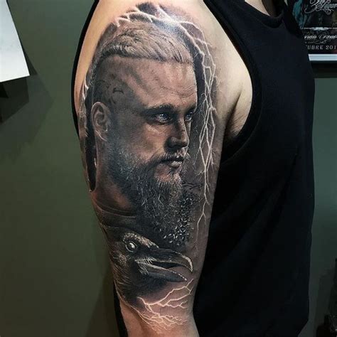 Half Sleeve Vikings Series Ragnar Tattoo Ideas For Men Ragnar