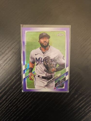 2021 Topps Chrome Purple Refractor Starling Marte 299 Miami Marlins