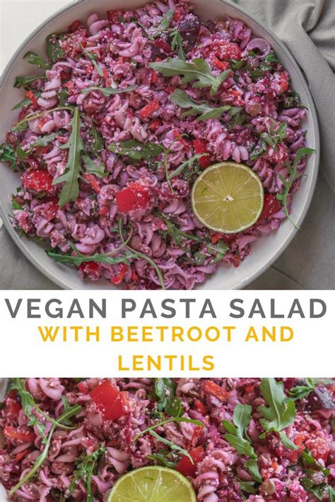 Vegan Pasta Salad With Beetroot And Lentils Easy Recipe Earth Of