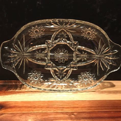 Pressed Glass Divided Dish Etsy