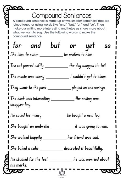 Free Compound Sentence Worksheet Worksheets Library