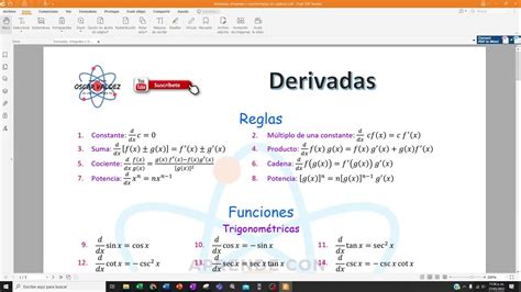 Formulario Derivadas Integrales Y Transformadas De Laplace Ecuaciones