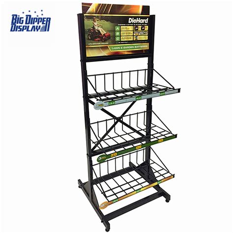 Durable Car Battery Stand Storage Battery Rack Metal Batteries Display