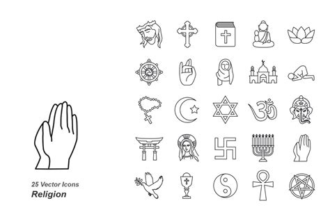 Religion Outlines Vector Icons Icons ~ Creative Market