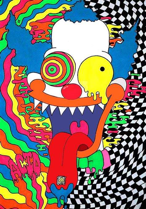 Krusty El Payaso Payaso Krusty Aterrador Trippy Fondo De Pantalla