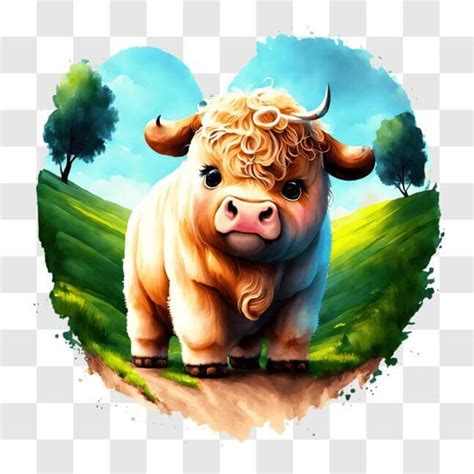 Baixe Vaca Marrom Em Um Campo Gramado PNG Creative Fabrica