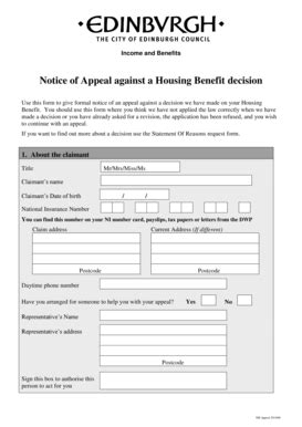 Fillable Online Edinburgh Gov Notice Of Appeal Against A Housing