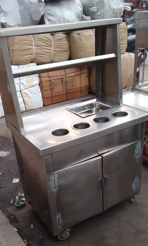 Stainless Steel Golgappa Chaat Counter For Street Food Stall At Rs