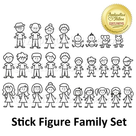 Stick Figure Family Machine Embroidery Design Build Your Own INSTANT ...