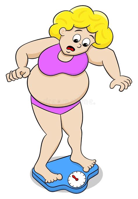 Overweight Woman On Bathroom Scale Stock Vector Illustration Of