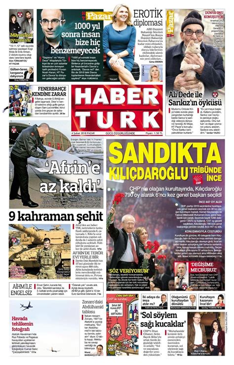 Gazete manşetleri Hürriyet Milliyet Sözcü 4 Şubat 2018 Internet Haber