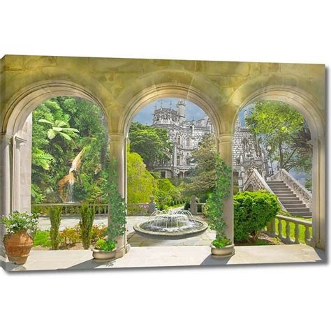 Картина ООО Первое ателье Веранда с колоннами и фонтаном 60x40 см ...